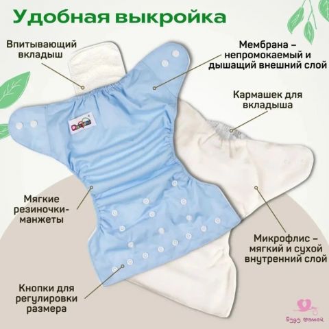 Многоразовые подгузники (+ 1 вкладыш в комплекте), жёлтый
