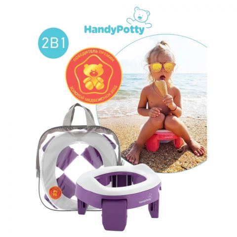 Горшок складной дорожный и насадка на унитаз HandyPotty от ROXY-KIDS с тремя пакетами, цвет сиреневый