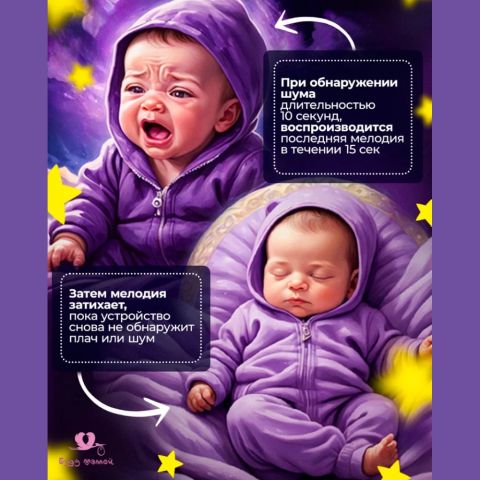 Белый шум для новорожденных, датчик плача, 10 мелодий