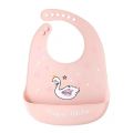 LEMLEO Слюнявчик детский, нагрудник для кормления силиконовый с карманом, Лебедь, розовый