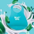 Слюнявчик детский, нагрудник для кормления ROXY-KIDS мягкий с кармашком и застежкой, цвет мятный